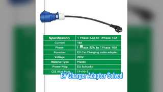 Adaptateur de chargeur EV Type2 bleu CEE vers Schuko